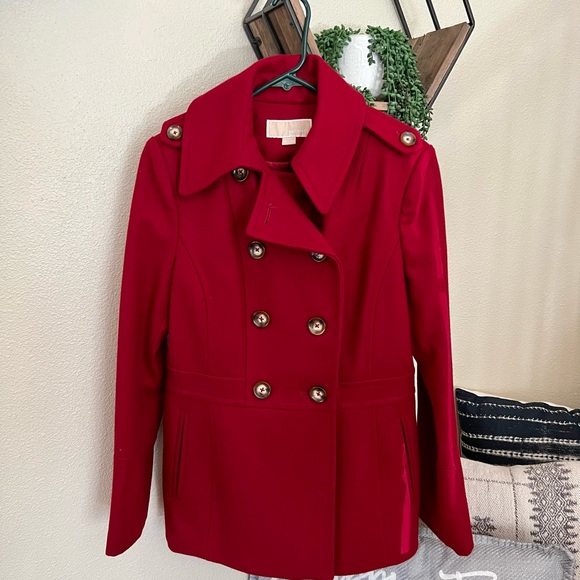 EUC Michael Kors Red Pea Coat Size Small - Picture 9 of 12